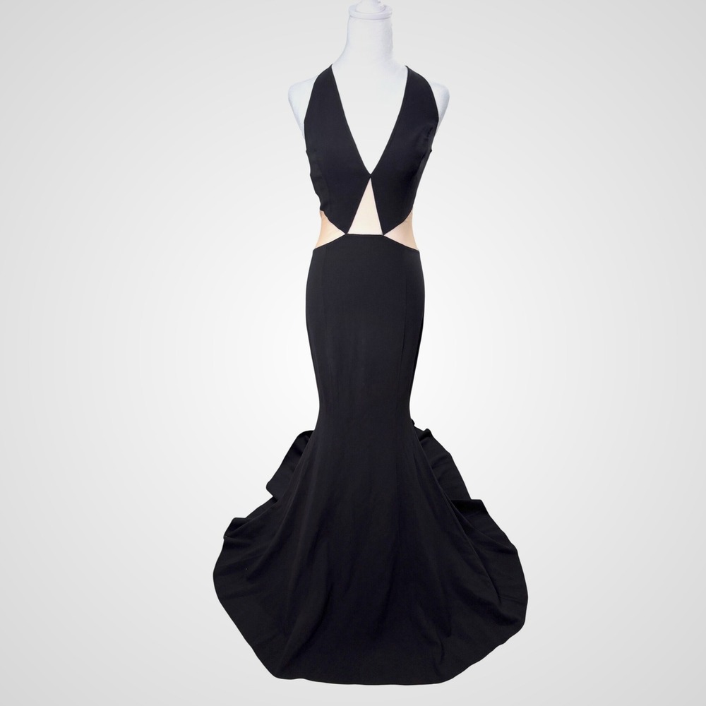 Michael Kors Runway Collection Black Cutout Mermaid Gown Made in Italy Size 2